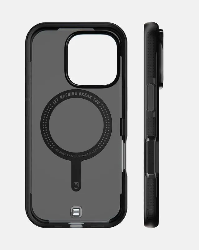 Alt view image 4 of 7 - BodyGuardz Ace Pro Compatible with iPhone 16 Pro Case - Shockproof Cover with 18FT Drop Tested - Compatible with MagSafe - Wireless Charging - Responsive Buttons - Orange/Ombre (Smoke/Black)