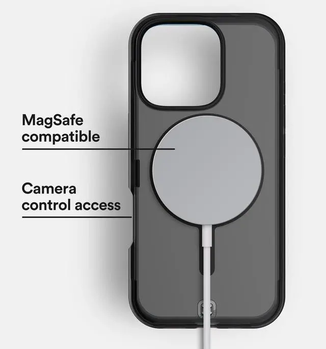 Alt view image 3 of 7 - BodyGuardz Ace Pro Compatible with iPhone 16 Pro Case - Shockproof Cover with 18FT Drop Tested - Compatible with MagSafe - Wireless Charging - Responsive Buttons - Orange/Ombre (Smoke/Black)