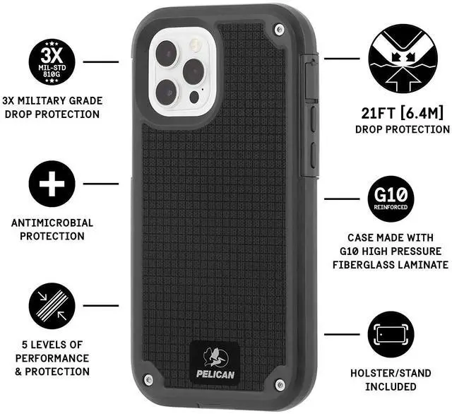 Alt view image 10 of 14 - Pelican - SHIELD Series - G10 Case for iPhone 12 and iPhone 12 Pro (5G) - 21 ft Drop Protection - 6.1 Inch - Gray