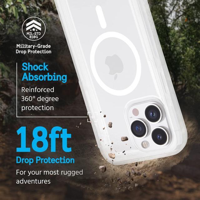 Alt view image 2 of 7 - Pelican Voyager Series - iPhone 14 Pro Max Case 6.7" [Compatible with MagSafe] [Anti-Yellow] Magnetic Charging Phone Case With Belt Clip Holster Kickstand [18ft Military Grade Drop Protection] - Clear