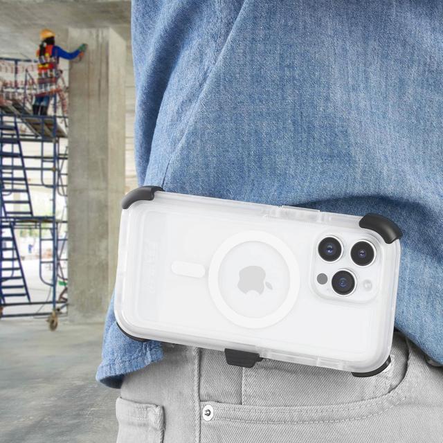 Alt view image 6 of 7 - Pelican Voyager Series - iPhone 14 Pro Max Case 6.7" [Compatible with MagSafe] [Anti-Yellow] Magnetic Charging Phone Case With Belt Clip Holster Kickstand [18ft Military Grade Drop Protection] - Clear