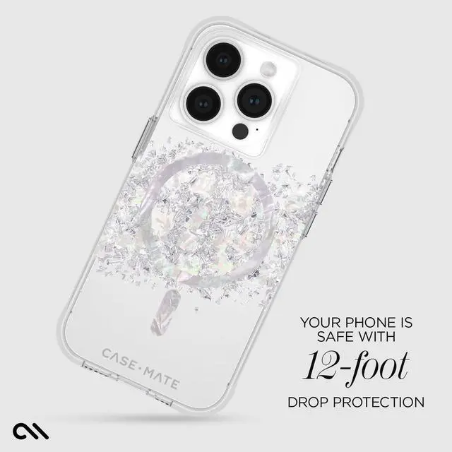 Alt view image 3 of 6 - Case-Mate iPhone 15 Pro Case - Touch of Pearl [12ft Drop Protection] [Compatible with MagSafe] Magnetic Cover with Cute Bling Sparkle for iPhone 15 Pro 6.1", Anti-Scratch, Shock Absorbent, Slim Fit