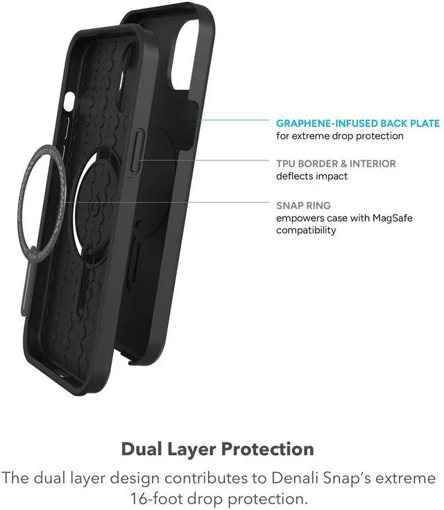 Alt view image 6 of 6 - ZAGG Denali Snap w/ Kickstand Case for Apple iPhone 15 - Black