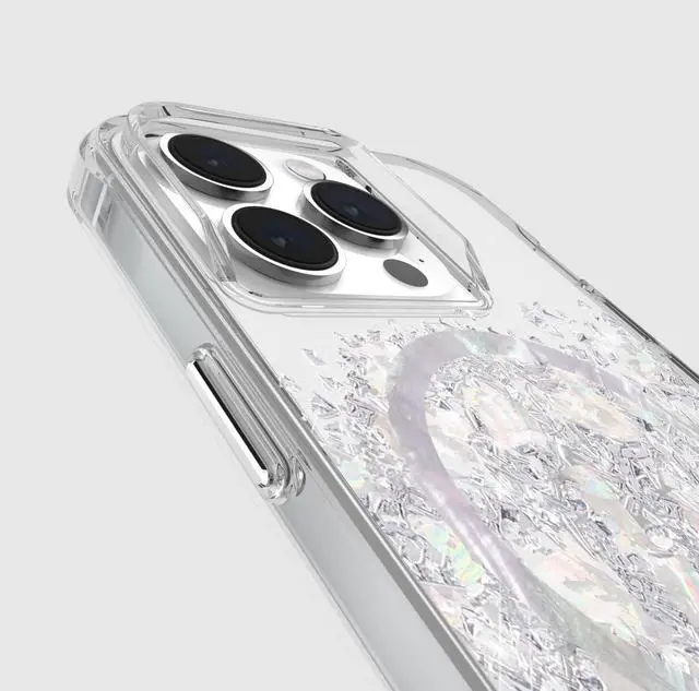 Alt view image 5 of 6 - Case-Mate iPhone 15 Pro Case - Touch of Pearl [12ft Drop Protection] [Compatible with MagSafe] Magnetic Cover with Cute Bling Sparkle for iPhone 15 Pro 6.1", Anti-Scratch, Shock Absorbent, Slim Fit