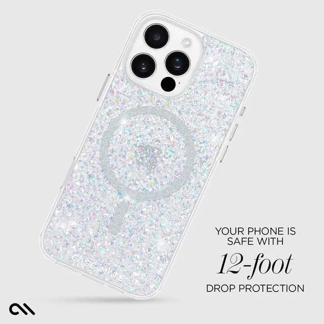 Alt view image 3 of 7 - Case-Mate iPhone 16 Pro Max Case [Compatible with MagSafe] - Stylish Sparkly Phone Case with 12ft Drop Protection - Premium Magnetic Cover for iPhone 16 Pro Max - Twinkle Disco