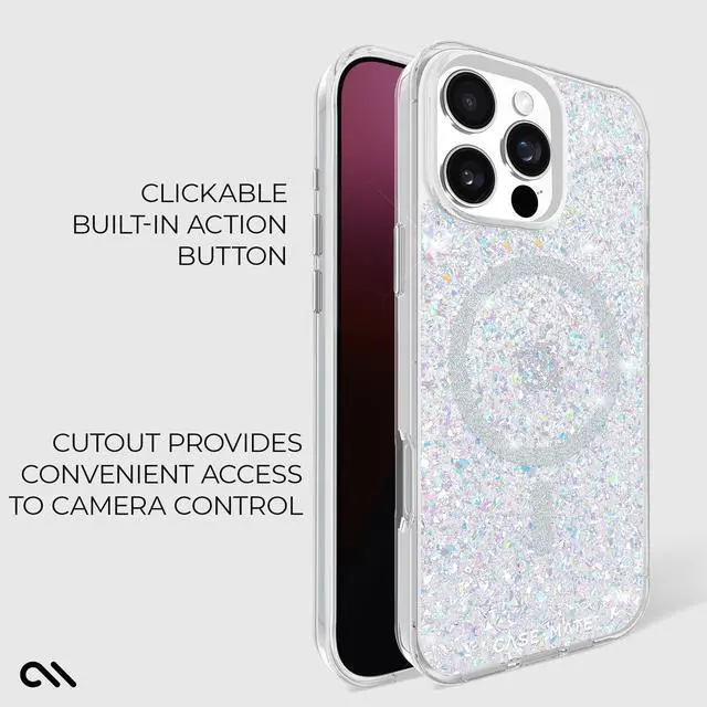 Alt view image 4 of 7 - Case-Mate iPhone 16 Pro Max Case [Compatible with MagSafe] - Stylish Sparkly Phone Case with 12ft Drop Protection - Premium Magnetic Cover for iPhone 16 Pro Max - Twinkle Disco