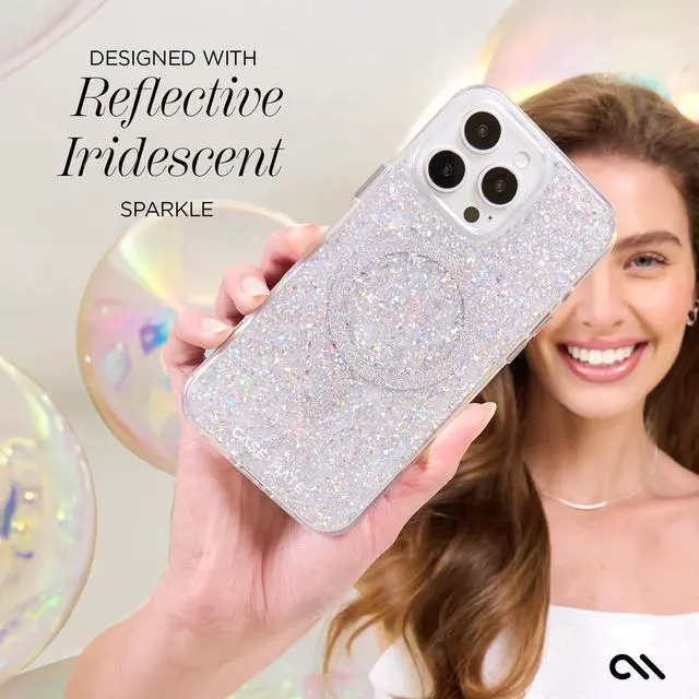 Alt view image 6 of 7 - Case-Mate iPhone 16 Pro Max Case [Compatible with MagSafe] - Stylish Sparkly Phone Case with 12ft Drop Protection - Premium Magnetic Cover for iPhone 16 Pro Max - Twinkle Disco