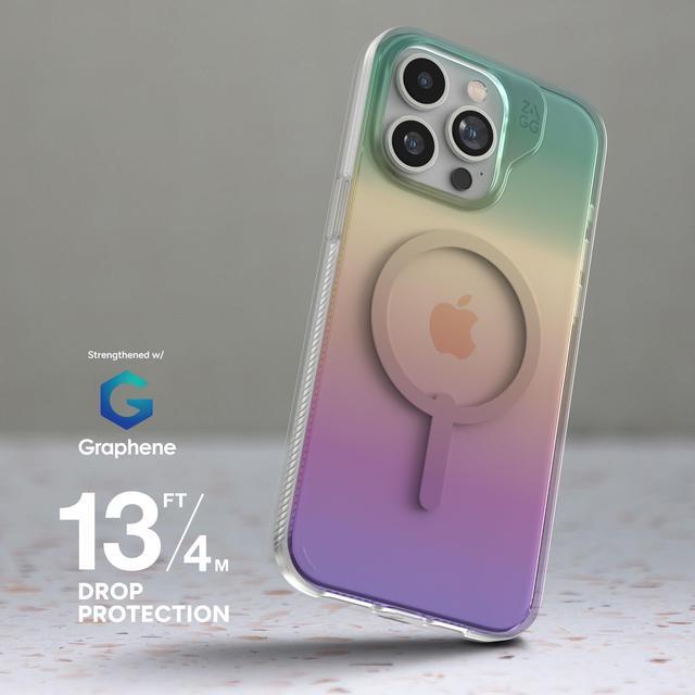 Alt view image 3 of 3 - ZAGG Milan Snap iPhone 15 Pro Max Case - MagSafe Case with 4m Drop Protection, Graphene, Anti-Yellowing & Scratch-Resistant, Wireless Charging, Iridescent