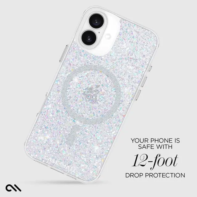 Alt view image 3 of 7 - Case-Mate iPhone 16 Plus Case [Compatible with MagSafe] - Stylish Sparkly Phone Case with 12ft Drop Protection - Premium Magnetic Cover for iPhone 16 Plus - Twinkle Disco