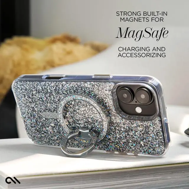 Alt view image 5 of 7 - Case-Mate iPhone 16 Plus Case [Compatible with MagSafe] - Stylish Sparkly Phone Case with 12ft Drop Protection - Premium Magnetic Cover for iPhone 16 Plus - Twinkle Disco