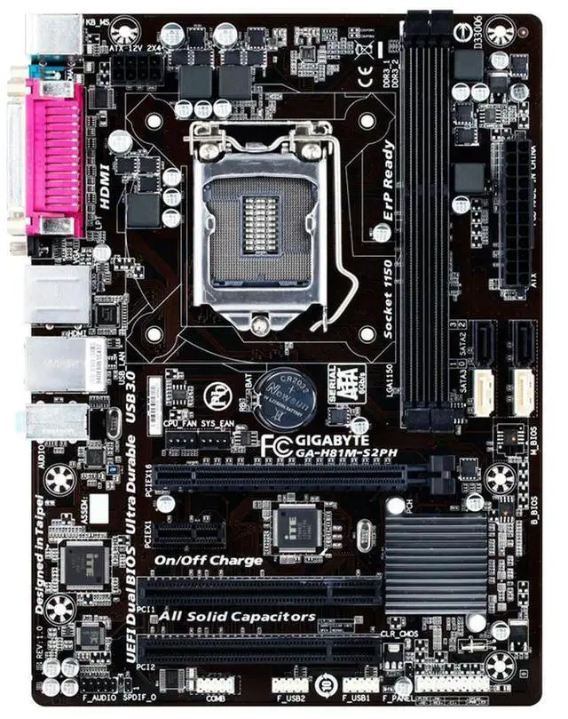 Alt view image 2 of 4 - GA-H81M-S2PH LGA 1150 H81 HDMI SATA 6Gb/s USB 3.0 Micro ATX Motherboard