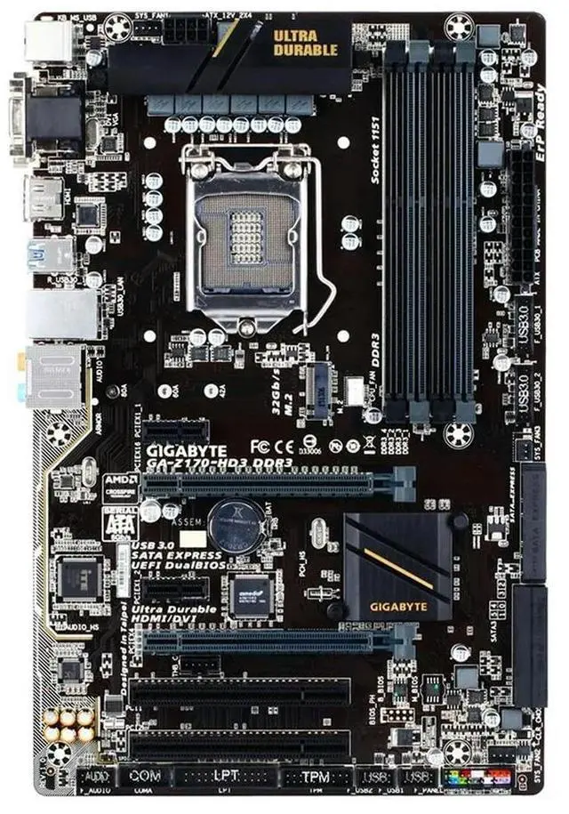 Alt view image 2 of 4 - Usedmotherboard GA-Z170-HD3 DDR3 has 4 DDR3 / DDR3L slots and supports 6th and 7th generation Core processors