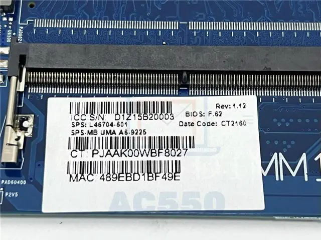 Alt view image 2 of 4 - Laptop Motherboard L46704-601 6050A3063701 For 14-DK A6-9225 text OK