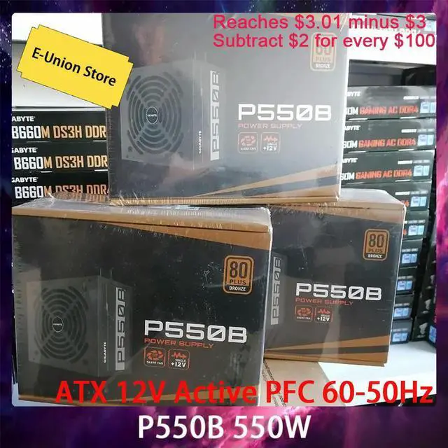 Alt view image 2 of 4 - 1 Pcs P550B 550W ForATX 12V Active PFC 60-50Hz Power Supply