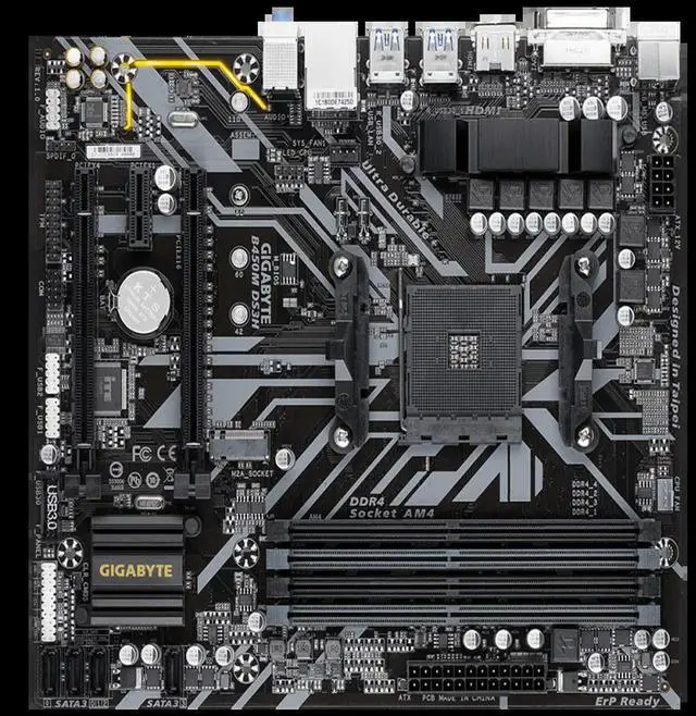 Alt view image 3 of 4 - GA-B450M DS3H AM4 Ryzen 3/5/7/9 1th.2th.3th.Athlon USB3.1 M.2 B450 DS3H Micro-ATX Desktop Motherboard