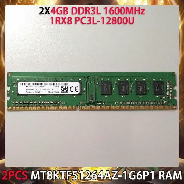 Main image of 2PCS MT8KTF51264AZ-1G6P1 RAM For MT 4GB DDR3L 1600MHz 1RX8 PC3L-12800U Desktop Memory