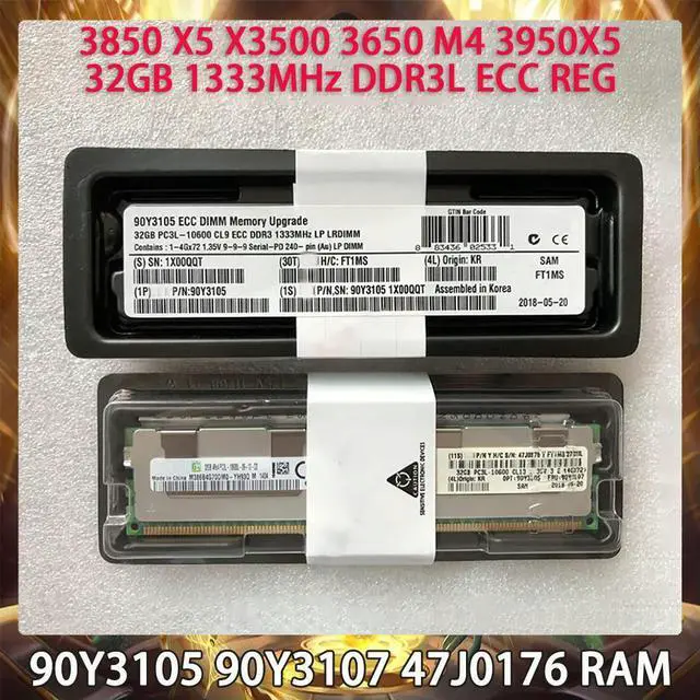 Main image of Server Memory 90Y3105 90Y3107 47J0176 For 3850 X5 X3500 3650 M4 3950X5 32GB 1333MHz DDR3L ECC REG RAM