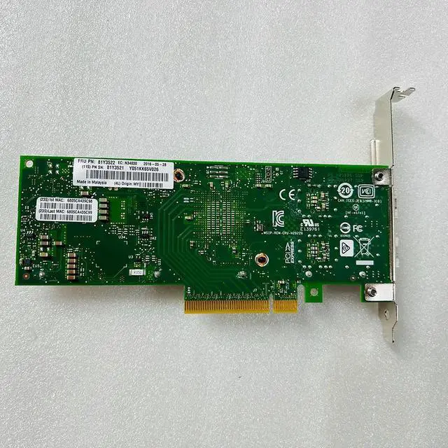 Alt view image 2 of 3 - For X710-DA2 Dual 10 Gigabit Fiber Optic Network Card 81Y3522 7ZT7A00537 01DA902