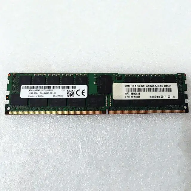 Alt view image 4 of 4 - Server Memory 46W0835 46W0833 00NV205 X3650 X3550 M5 X3950 X3850 X6 PC4-2400T 32GB DDR4 2400 REG RAM