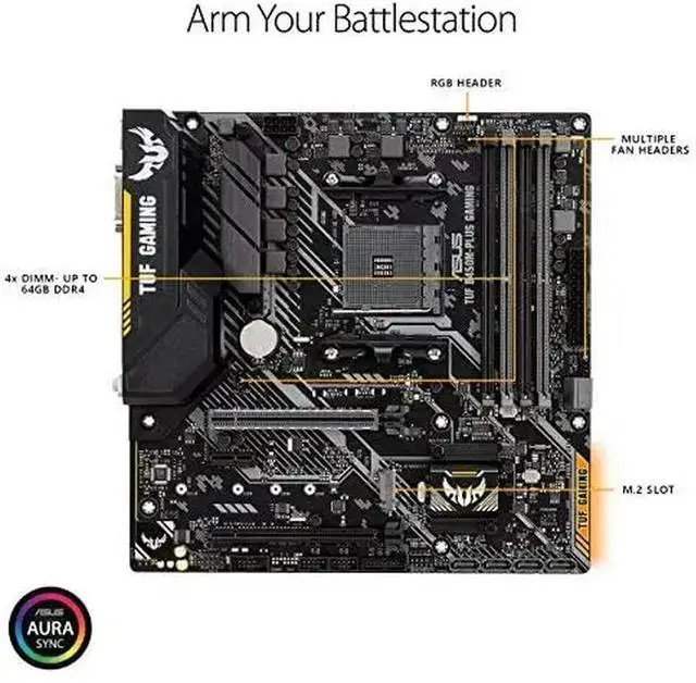 Alt view image 2 of 4 - TUF B450M-PLUS GAMING Ryzen 2 AM4 DDR4 HDMI DVI-D M.2 mATX Motherboard