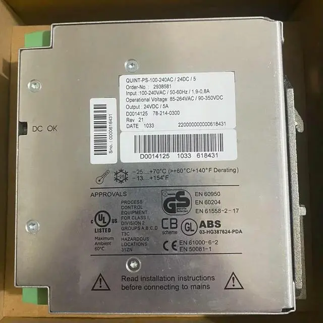 Alt view image 2 of 7 - 2938581 QUINT-PS-100-240AC/24DC/5 QUINT POWER 24VDC/5A For Phoenix Switching Power Supply