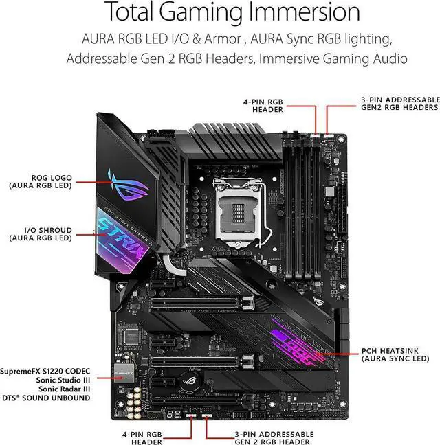 Alt view image 4 of 4 - LGA 1200 Z490 Motherboard ROG STRIX Z490-E GAMING DDR4 128GB M.2 PCI-E 3.0 USB3.2 ATX For 10th Gen