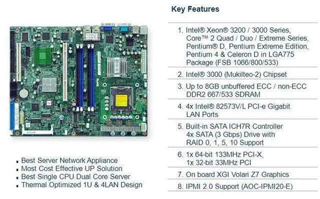 Alt view image 3 of 4 - For S 775 Single-Way Server Motherboard 4-Port Network Card Support Xeon 3200 / 3000 Series PDSMI-LN4+