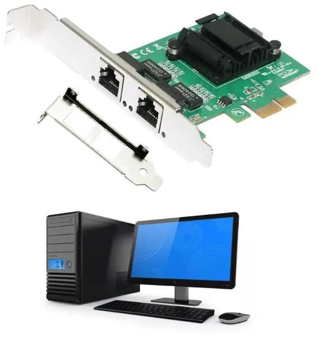 Alt view image 3 of 4 - 2-Port 2500Mbps PCI-E Card GigabitCard 2.5Gb RJ45 GameCard Wired PCIEX4 LAN Adapter Card for Desktop