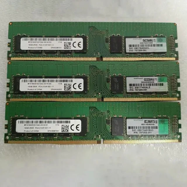 Alt view image 3 of 7 - 1PCS 16G RAM 797259-091 819801-001 805671-B21 For 16GB DDR4 2RX8 2133 UDIMM ECC Memory