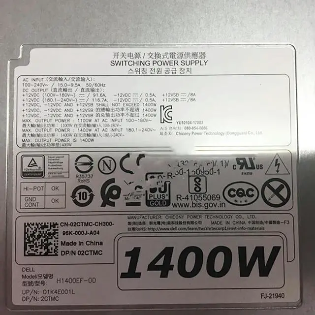 Main image of 02CTMC 2CTMC For T7920 1400W Server Power Supply H1400-EF