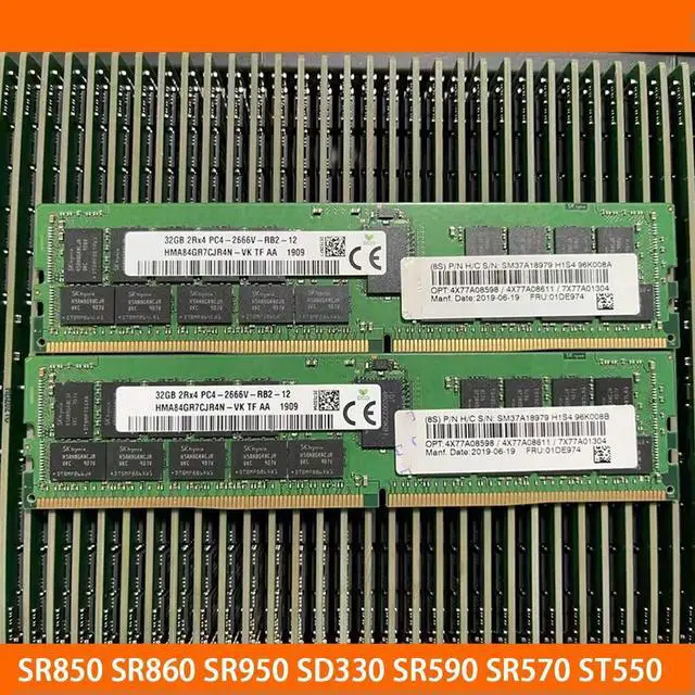 Main image of 1PCS Server Memory For SR850 SR860 SR950 SD330 SR590 SR570 01DE974 7X77A01304 32G 32GB 2RX4 PC4-2666V-R DDR4 2666 RDIMM