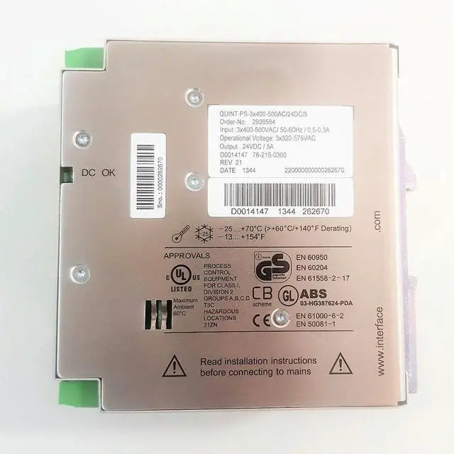 Alt view image 3 of 4 - QUINT POWER 24VDC/5A For Phoenix Switching Power Supply QUINT-PS-3X400-500AC/24DC/5 2938594