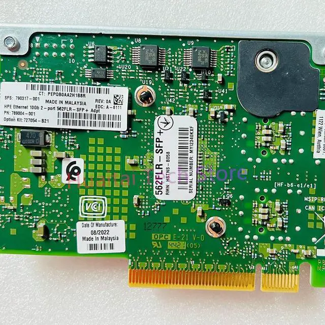 Alt view image 2 of 4 - For HPE Dual Port Ten Gigabit Network Card 727054-B21 790317-001 562FLR-SFP+