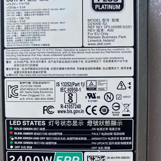 Main image of For Server Power Supply DPS-2400BB B 0KKP69 2400W D2400E-S2
