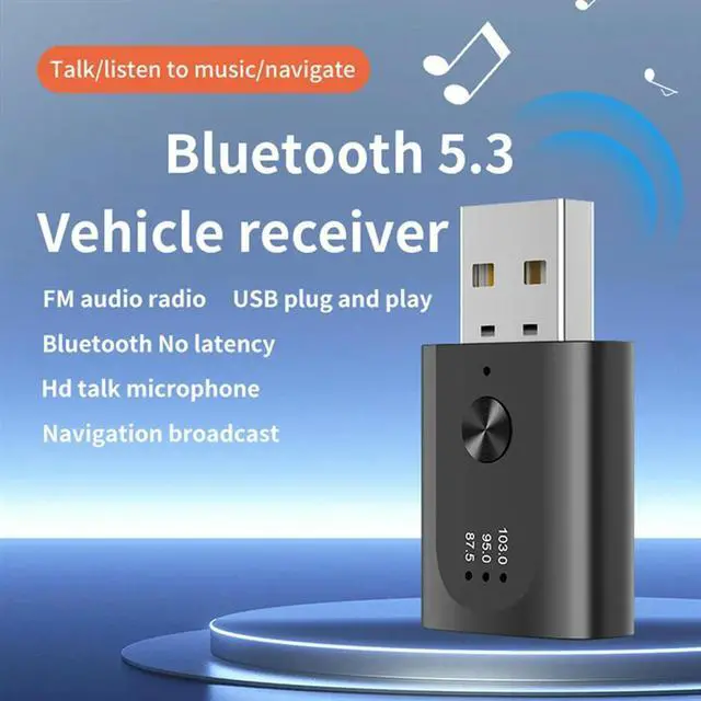 Alt view image 4 of 4 - Workmanshipp-USB Bluetooth 5.3 Adapter Wireless Audio Receiver Bluetooth Transmitter With Mic Handsfree Call For Car W