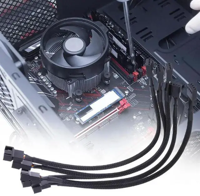 Alt view image 7 of 7 - Ageryu 26Cm 4PIN Black Mainboard Fans Cable Computer PC Fan Power Extension Cable For Computer Case Fan
