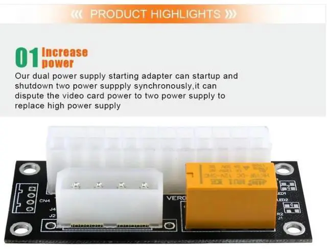 Alt view image 7 of 7 - Ageryu Dual PSU Power Supply Sync Adapter Add2psu ATX Synchronous Connector Riser Cable Miner Mining