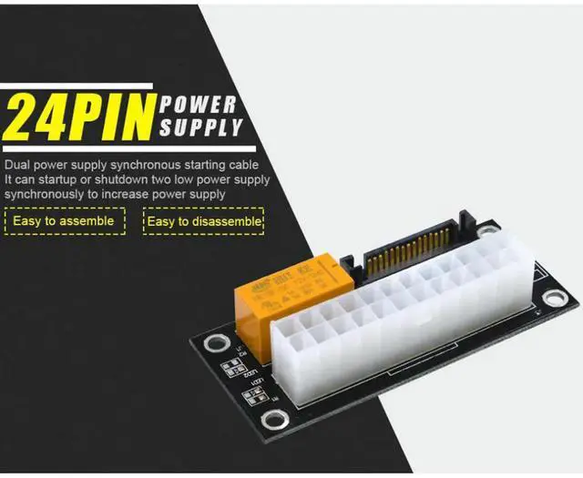 Alt view image 4 of 4 - Dual PSU Power Supply Sync Adapter Add2psu ATX Synchronous Connector Riser Cable Miner Mining
