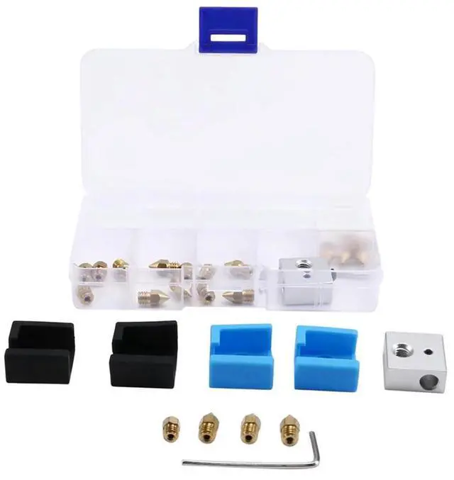 Main image of 3D Printer Upgrade Kit Nozzles, Heating Block, Silicone Sleeve Complete Accessories Set MK8 Kit