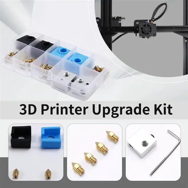 Alt view image 2 of 4 - 3D Printer Upgrade Kit Nozzles, Heating Block, Silicone Sleeve Complete Accessories Set MK8 Kit