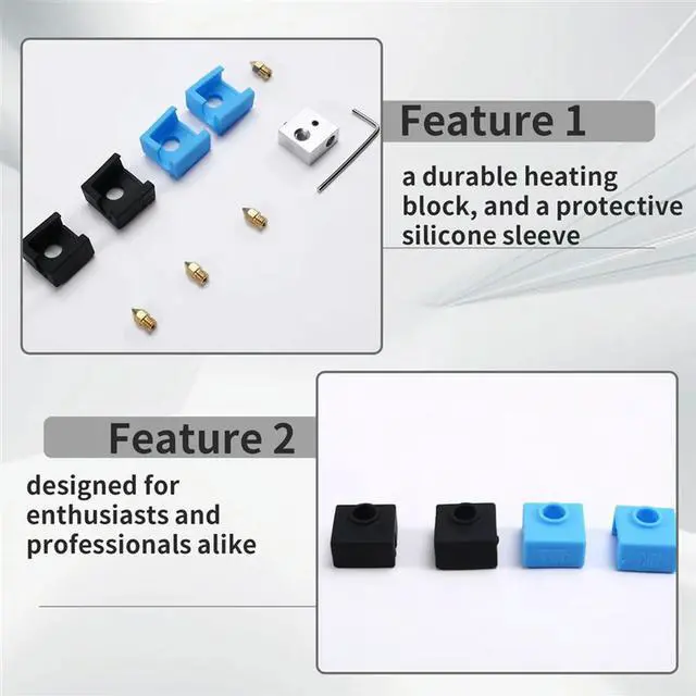 Alt view image 4 of 4 - 3D Printer Upgrade Kit Nozzles, Heating Block, Silicone Sleeve Complete Accessories Set MK8 Kit