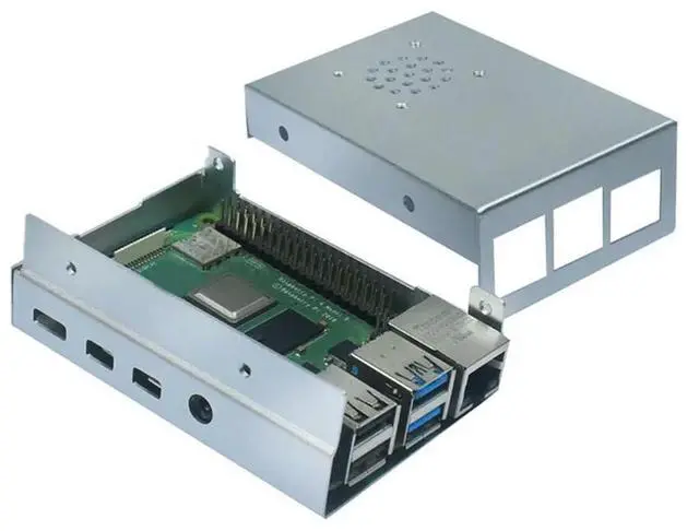 Alt view image 4 of 4 - For Pi 4 Model B Case CNC Aluminum Case Ultra-Thin Metal Shell For Pi 4 Model B Case (Silver)