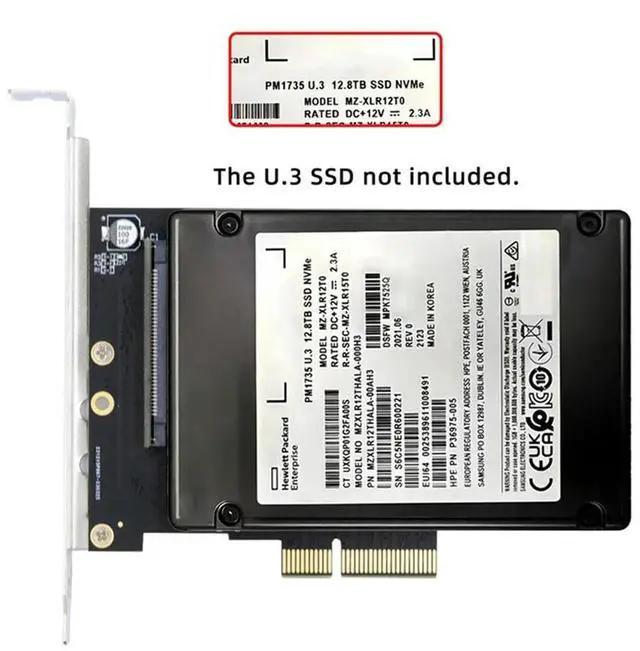 Main image of NVMe PCIe SSD U.3 U3 Kit SFF-8639 to PCI-E 4.0 X4 Host Adapter for Motherboard PM1735AA56