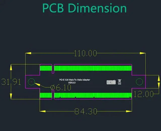 Alt view image 3 of 7 - Ageryu PCI Express 3.0 16X Male To Male Adapter Connector Riser Converter PCI-E X16 To PCE-E X16 Extend PCB Board Design Dura