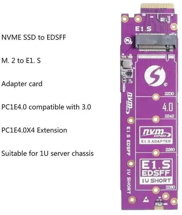 Alt view image 2 of 4 - Nvme M.2 To EDSFF E1.S SSD Riser Card Adapter M.2 Key NVME To EDSFF SSD Adapters Convert Card PCIE 4.0 X4 Expansion Ca