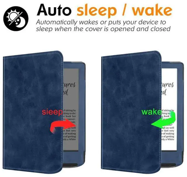 Alt view image 2 of 5 - Ageryu For Pocketbook Touch HD 3 E-Reader Stand Cover Flip PU Case With Hand Holder Easy Install Easy To Use Dark Blue