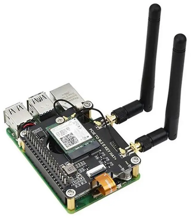Main image of For Pi 5 Pcie To M.2 EKEY Adapter Board With 16P Cable SMA Antenna Connector For NGFF Wireless Cards