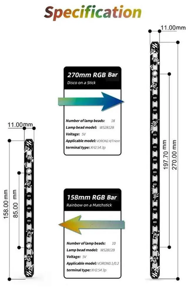 Alt view image 4 of 4 - 2Pcs 3D Printer Daylight PCB Kit 5V RGB LED Bar Daylight On A Stick For Voron 0.1/0.2 Micrometre Lamp Bar 158Mm Easy I