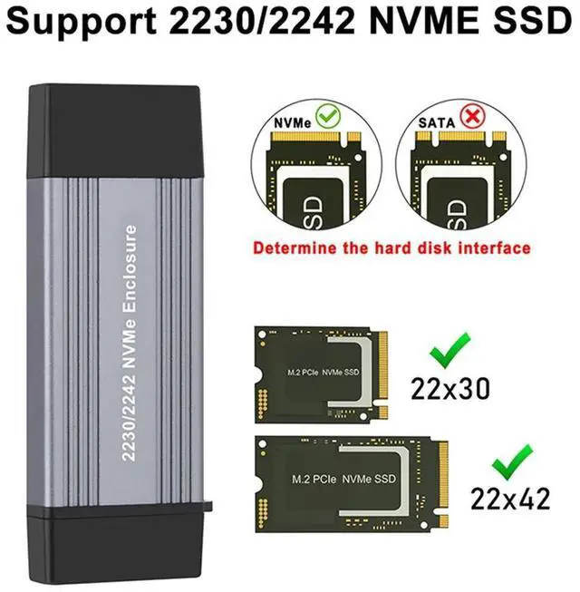 Main image of Ageryu NVME SSD Case M2 Adapter NVME External Enclosure PCIE NVME M/M+B Key To USB 3.1 10Gbps Supports 2230 2242 M.2 SSD Box