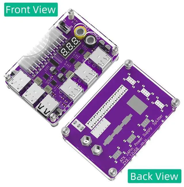 Alt view image 4 of 7 - Ageryu Power Adapter Connector ATX 24Pin Power Module Adapter With 12 Port USB 2.0 And QC 2.0/ 3.0 And 12V Output